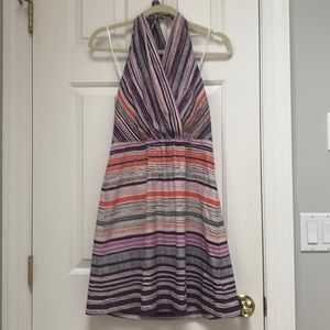 Athleta halter dress size 10 purple/coral/grey